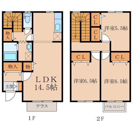 リースランド西原　Ｂ棟の物件間取画像